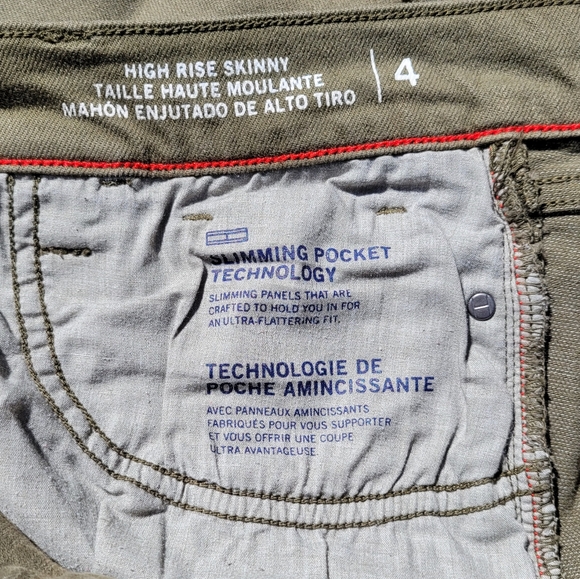 Olive Tommy Jeans High Rise Skinny Button Fly Raw Hem Stretch Green 4 - Picture 9 of 9